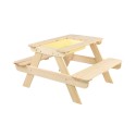 Drewniany stół piknikowy z pojemnikiem na piasek stolik dla dzieci z ławką