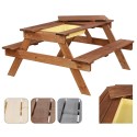 Drewniany stół piknikowy z pojemnikiem na piasek stolik dla dzieci z ławką