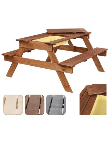 Drewniany stół piknikowy z pojemnikiem na piasek stolik dla dzieci z ławką