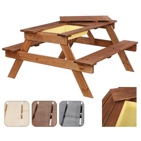 Drewniany stół piknikowy z pojemnikiem na piasek stolik dla dzieci z ławką