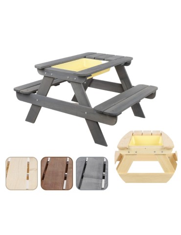 Drewniany stół piknikowy z pojemnikiem na piasek stolik dla dzieci z ławką