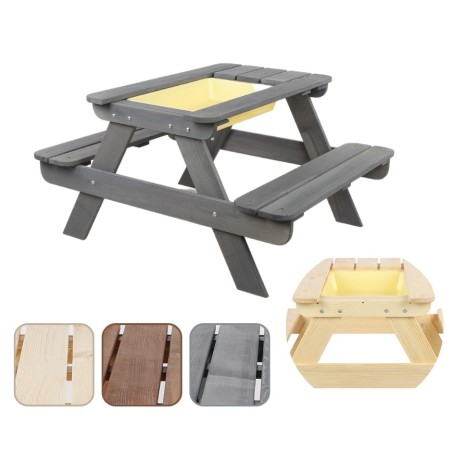 Drewniany stół piknikowy z pojemnikiem na piasek stolik dla dzieci z ławką