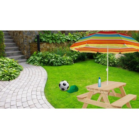 Drewniany stół piknikowy z pojemnikiem na piasek stolik dla dzieci z ławką