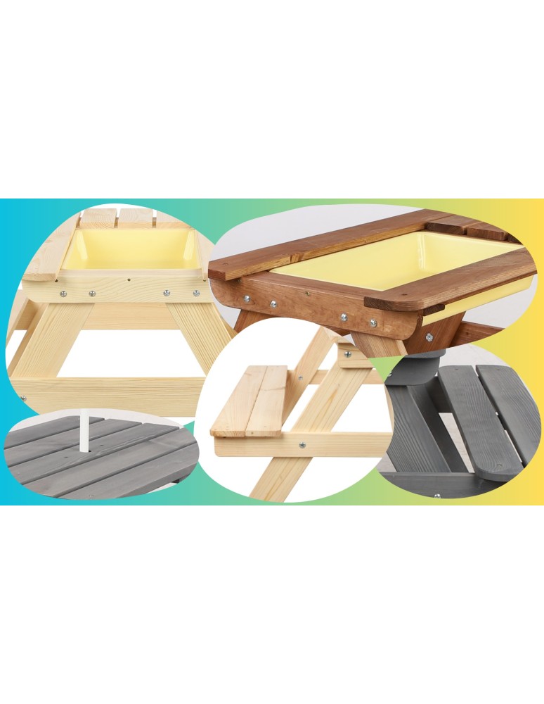 Skrzynie i ławki - Stół piknikowy stół ogrodowy drewniany stół z ławkami stolik dla dzieci 1-6 - product MODO24.PL 6