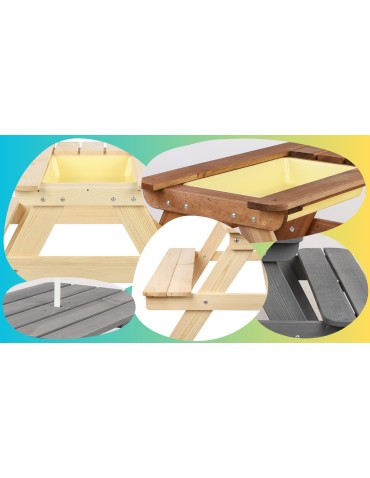 Skrzynie i ławki - Drewniany stół piknikowy z pojemnikiem na piasek stolik dla dzieci 1-10 lat - product 6