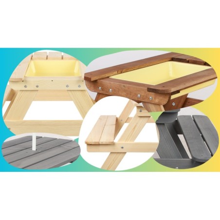 Drewniany stół piknikowy z pojemnikiem na piasek stolik dla dzieci 1-10 lat