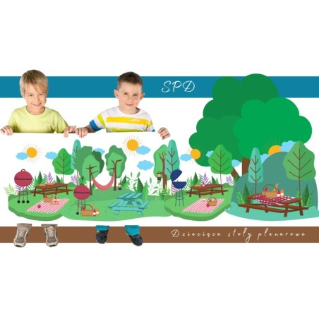 Stół piknikowy do parasola stół ogrodowy stół z ławkami dla dzieci 1-10 lat