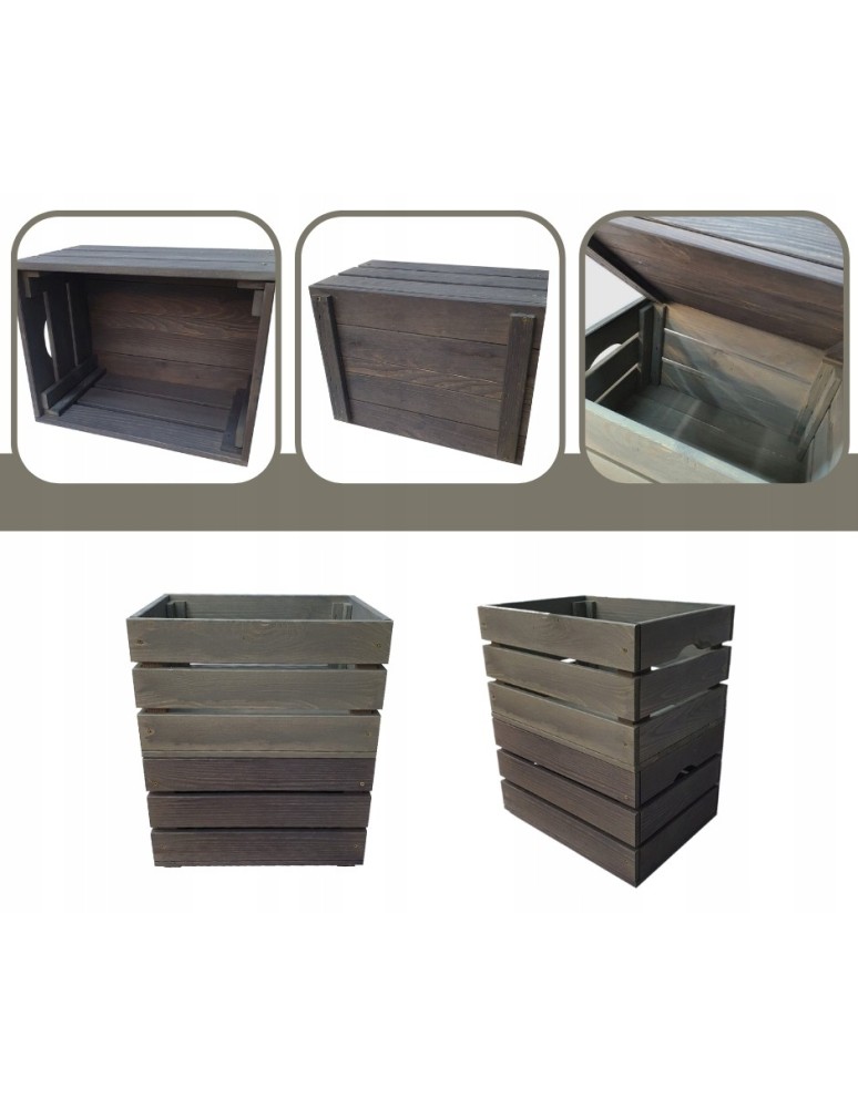 Skrzynki S - Drewniana skrzynka na warzywa skrzyneczka skrzynki drewniane 60x40 DUŻA EKO - product MODO24.PL 8