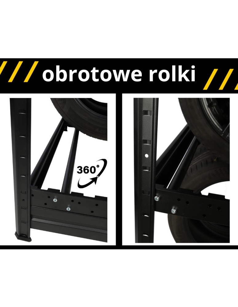 Regały na opony (półka) - Stojak na opony regał na koła OBROTOWE ROLKI 177X120X60 cm SOLIDNY POLSKI - product MODO24.PL 7