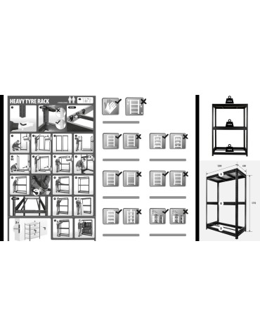 Regały na opony (półka) - Stojak na opony regał na koła OBROTOWE ROLKI 177X120X60 cm SOLIDNY POLSKI - product 9