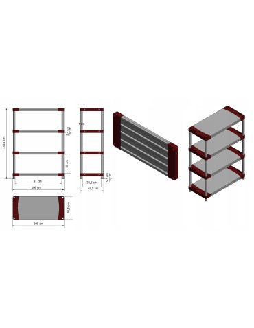 Regały plastikowe - Regał magazynowy regał plastikowy do piwnicy regał garażowy 98x100x46cm EKO - product 14
