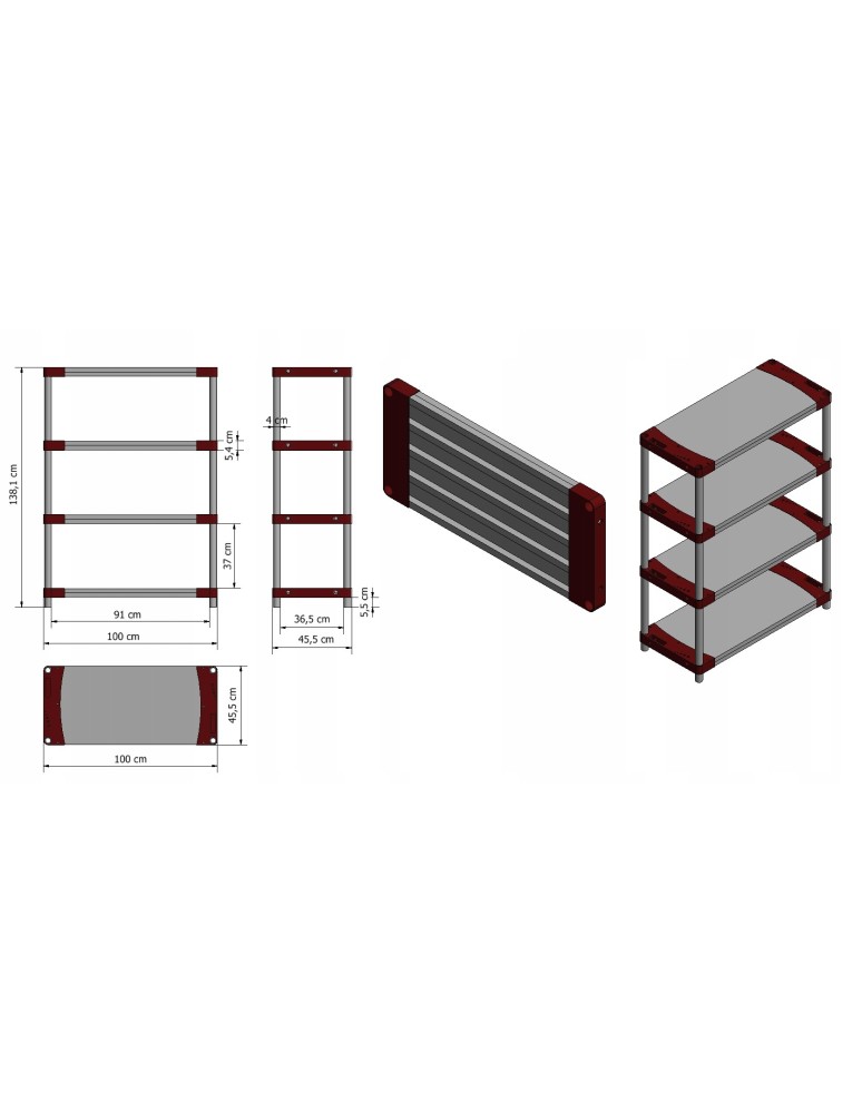 Regały plastikowe - Regał magazynowy regał plastikowy do piwnicy regał garażowy 98x100x46cm EKO - product MODO24.PL 14