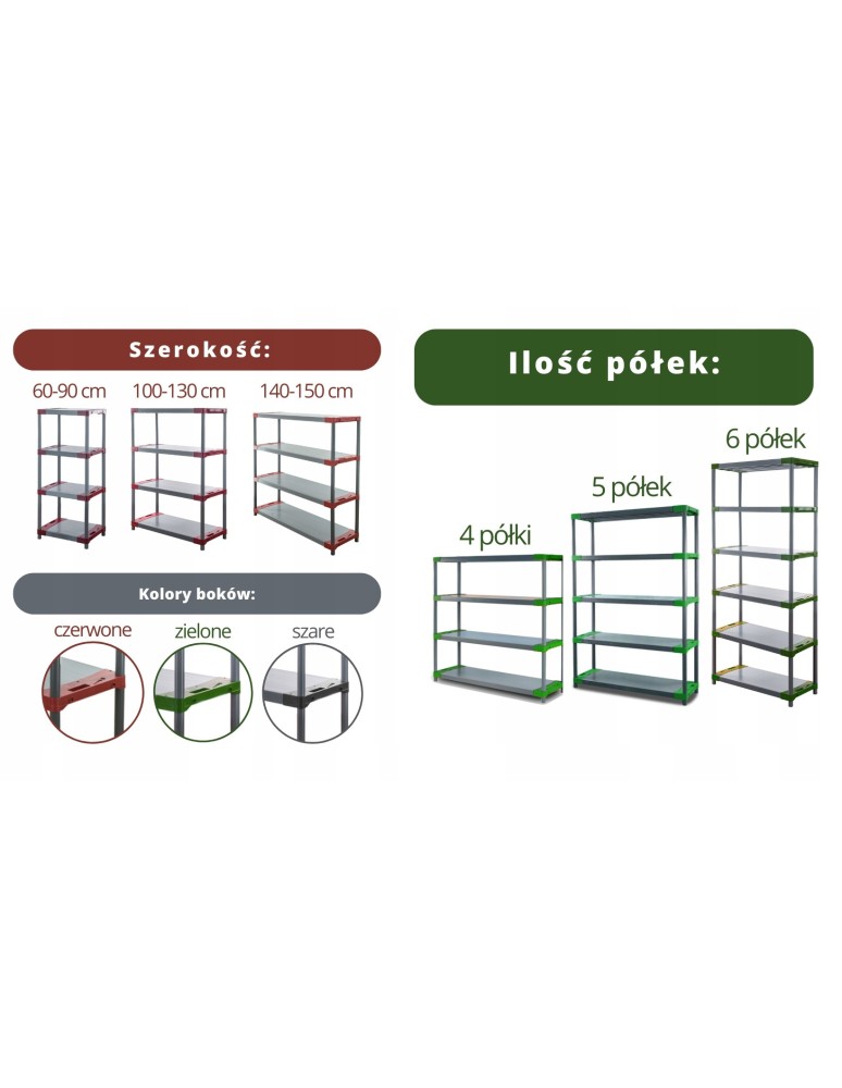 Regały plastikowe - Regał magazynowy regał plastikowy do piwnicy regał do garażu 98x150x46 EKO - product MODO24.PL 7