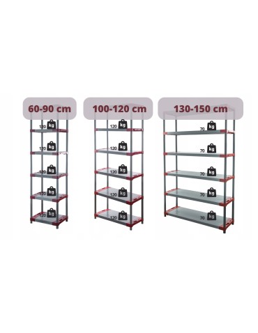 Regały plastikowe - Regał magazynowy regał plastikowy do piwnicy regał do garażu 98x150x46 EKO - product 10