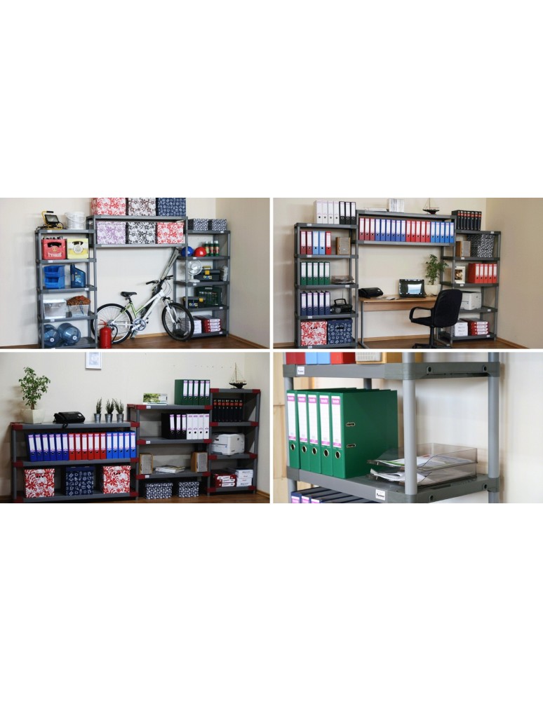 Regały plastikowe - Regał magazynowy regał plastikowy do piwnicy regał do garażu 98x150x46 EKO - product MODO24.PL 6