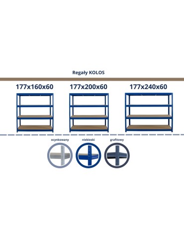 Regały metalowe - Regał magazynowy regał metalowy do dużych obciążeń 500kg 177x200x60 KOLOS - product 7
