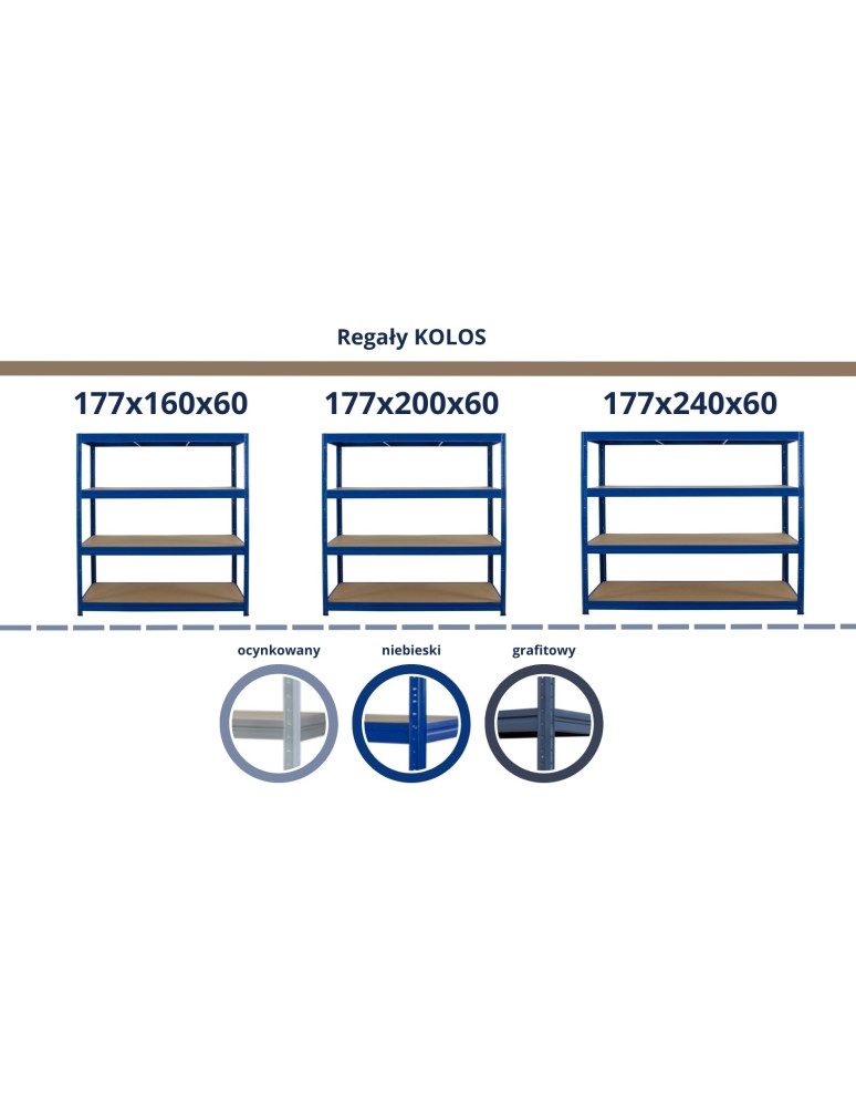Regały metalowe - Regał magazynowy regał metalowy do dużych obciążeń 500kg 177x200x60 KOLOS - product MODO24.PL 7