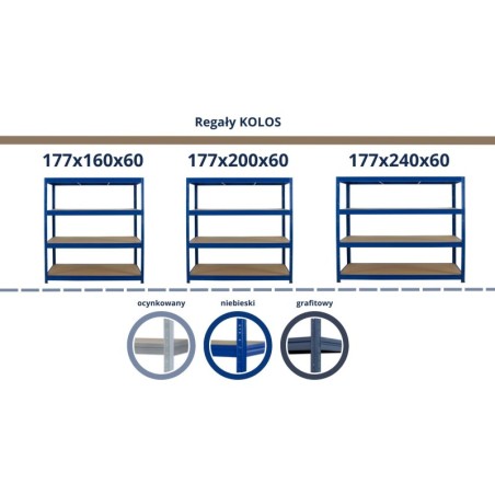 Regał magazynowy regał metalowy do dużych obciążeń 500kg 177x200x60 KOLOS