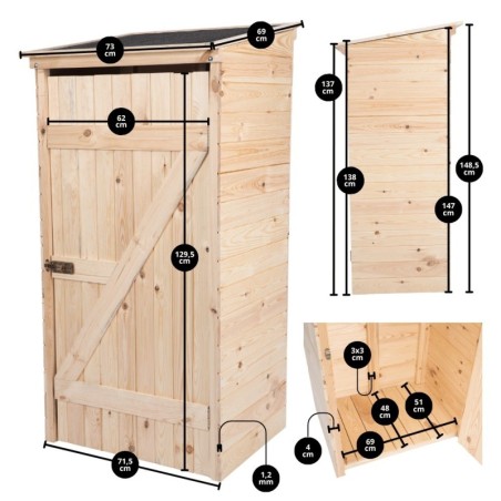 Domek narzędziowy DREWNIANY ogrodowy schowek szopa 149cm IMPREGNAT SOLIDNY