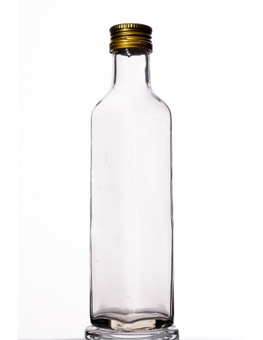 Przezroczysta butelka kwadratowa 250 ml ze złotą nakrętką fi 31,5 mm · 6 sztuk - produkt 2