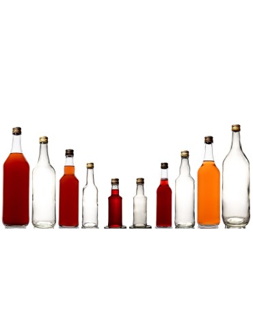 Szklane butelki na alkohol - galoniki - Przezroczysta butelka 330 ml ze złotą zakrętką fi 28mm · 6 sztuk - product 9