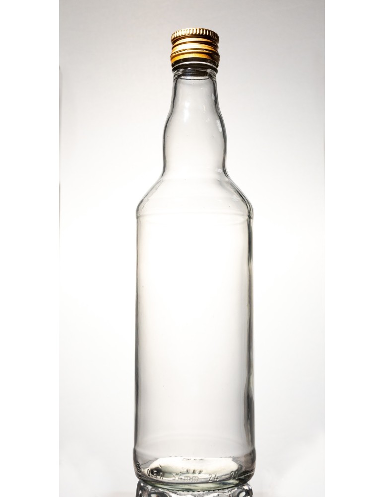 Szklane butelki na alkohol - galoniki - Transparentna butelka monopolowa 500 ml ze złotą zakrętką fi 28mm · 6 sztuk - product MODO24.PL 2