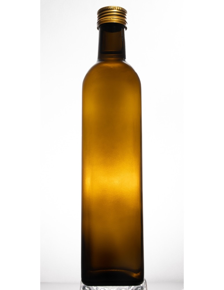 Szklane butelki na alkohol - galoniki - Kwadratowa zielona butelka 500 ml ze złotą nakrętką fi 31,5 mm · Komplet 6 sztuk - product MODO24.PL 2