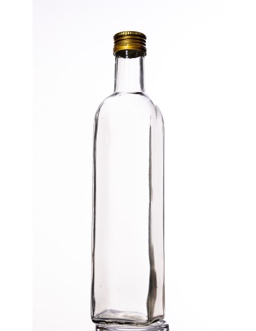 Kwadratowa butelka przezroczysta 500 ml ze złotą nakrętką fi 31,5 mm · 6 sztuk - produkt 2