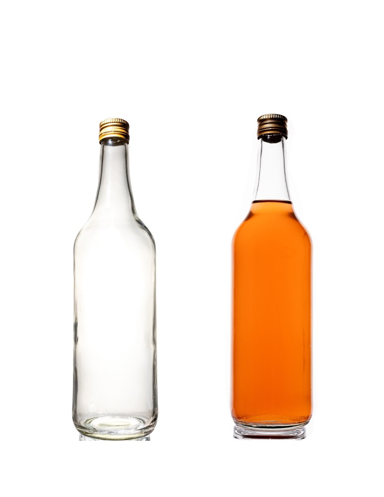 Szklane butelki na alkohol - galoniki - Butelka monopolowa 700 ml z gwintem fi 28 mm · złota nakrętka · Komplet 6 sztuk - produkt MODO24.PL 1