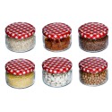 Słoiki Śniadaniowe 250 ml????6-pak????Pokrywki "Obrusiki Karo"