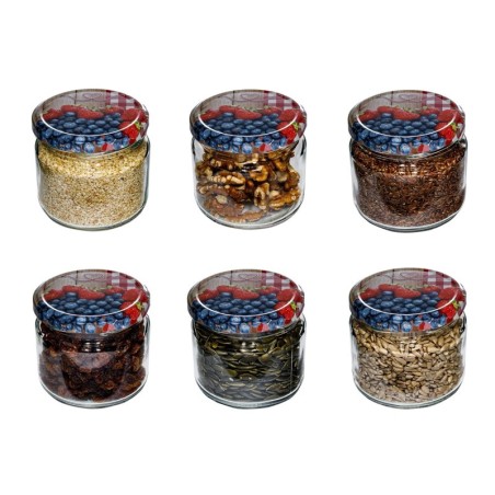 Słoik 330 ml Zwykły????Pokrywka (⌀82) z Grafiką “Alpejską”????6 Sztuk