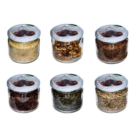 Słoik 330 ml zwykły????Pokrywka (⌀82) z grafiką “Czereśnia"???? 6-pak