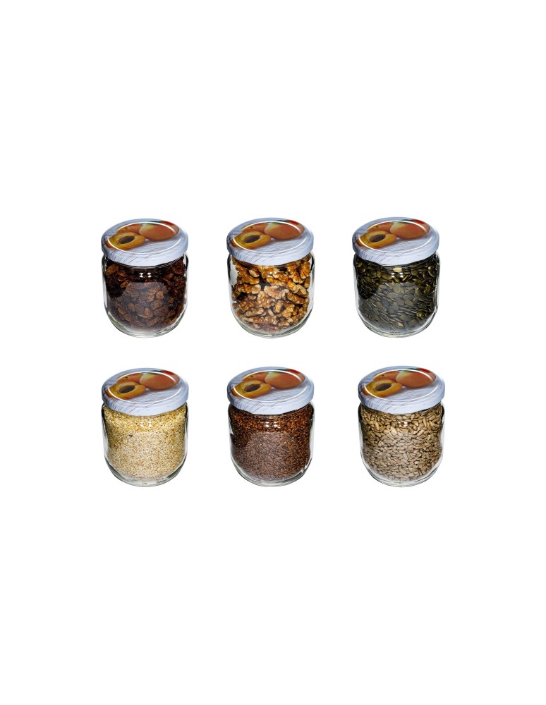 Słoiki - Słoik 425 ml zwykły · Pokrywka (⌀82) z nadrukiem “morelowym” · Komplet 6 sztuk - produkt MODO24.PL 1