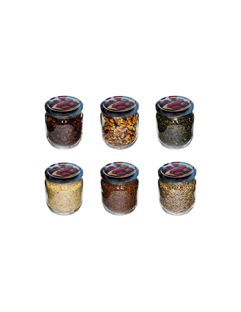 Słoiki - Słoik bezbarwny 425 ml · Pokrywka (⌀82) z nadrukiem “malinki” · 6 sztuk - produkt MODO24.PL 1