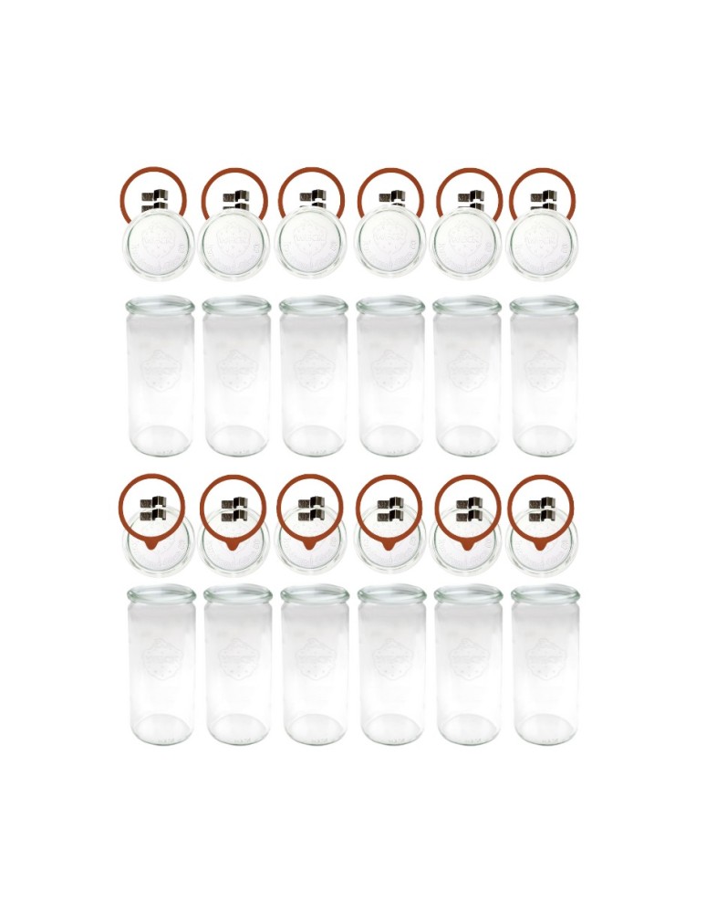 Słoiki i butelki - Słoiki WECK 12szt/ szkl. wieko,gumka, bl słoik 1040ml 1l CYLINDER - produkt MODO24.PL 13