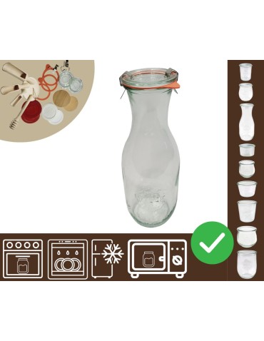 Słoiki i butelki - Słoiki WECK / szkl. wieko,gumka, bl KARAFKA 1l 1062ml BUTELKA - produkt 11