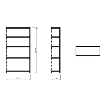 Regał metalowy ELARA 180x100x40 5p Ocynk