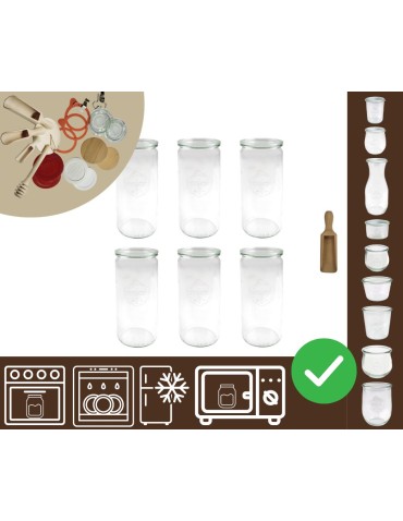 Słoiki WECK 6szt/ szklane wieko, miarka słoik 1040ml 1l CYLINDER