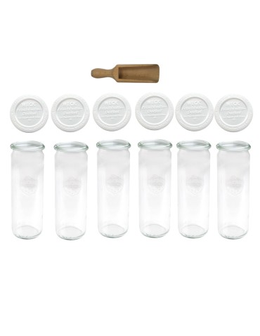 Słoiki i butelki - Słoiki WECK 6szt/ plastikowe wieko, miarka słoik 600ml CYLINDER - product 3