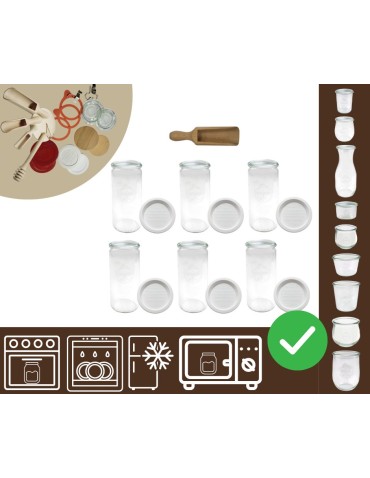 Słoiki WECK 6szt/ plastikowe wieko, miarka słoik 1040ml 1l CYLINDER