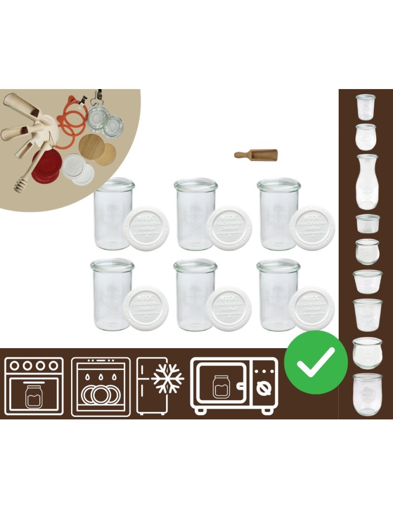 Słoiki i butelki - Słoiki WECK 6szt/ plastikowe wieko, miarka słoik 1050ml 1l MOLD - produkt MODO24.PL 1