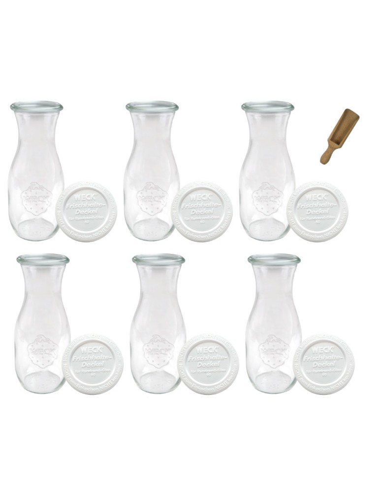 Słoiki i butelki - Słoiki WECK 6szt/ plastikowe wieko, miarka KARAFKA 1l 1062ml BUTELKA - product MODO24.PL 3