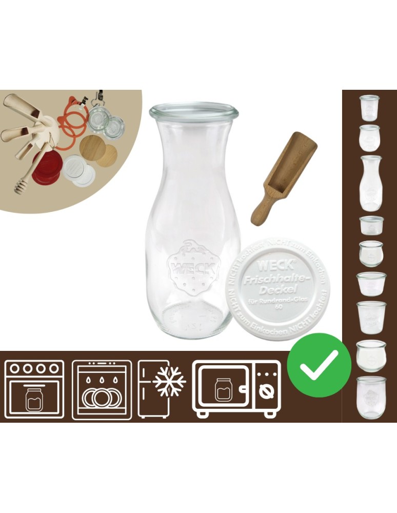 Słoiki i butelki - Słoiki WECK / plastikowe wieko, miarka KARAFKA 1l 1062ml BUTELKA - produkt MODO24.PL 1