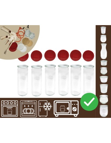 Słoiki WECK 6szt/ silikonowe wieko słoik 600ml CYLINDER
