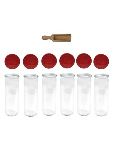 Słoiki i butelki - Słoiki WECK 6szt/ silikonowe wieko, miarka słoik 600ml CYLINDER - product 3