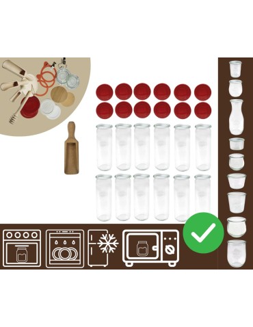Słoiki WECK 12szt/ silikonowe wieko, miarka słoik 600ml CYLINDER