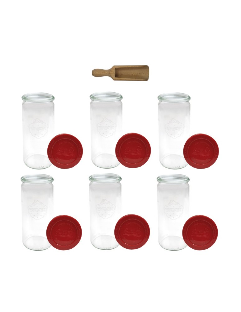 Słoiki i butelki - Słoiki WECK 6szt/ silikonowe wieko, miarka słoik 1040ml 1l CYLINDER - product MODO24.PL 3