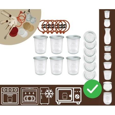 Słoiki WECK x6 / szkl. wieko,gumka, bl słoik 160ml MOLD