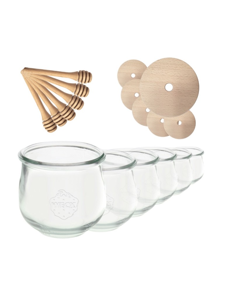 Słoiki weck - Słoiki na miód WECK zestaw słoików do miodu z nabierakiem 580ml W5 6szt EKO - product MODO24.PL 2
