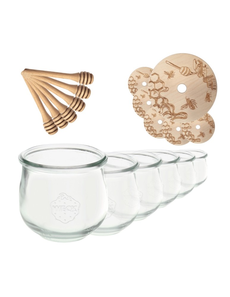 Słoiki weck - Słoiki na miód WECK zestaw słoików do miodu z nabierakiem 580ml W2 6szt EKO - product MODO24.PL 2